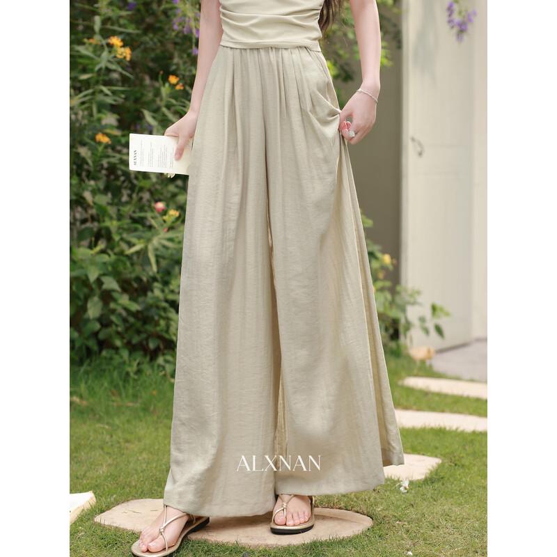 Women s Drape High-Waist Wide-Leg Casual Pants L