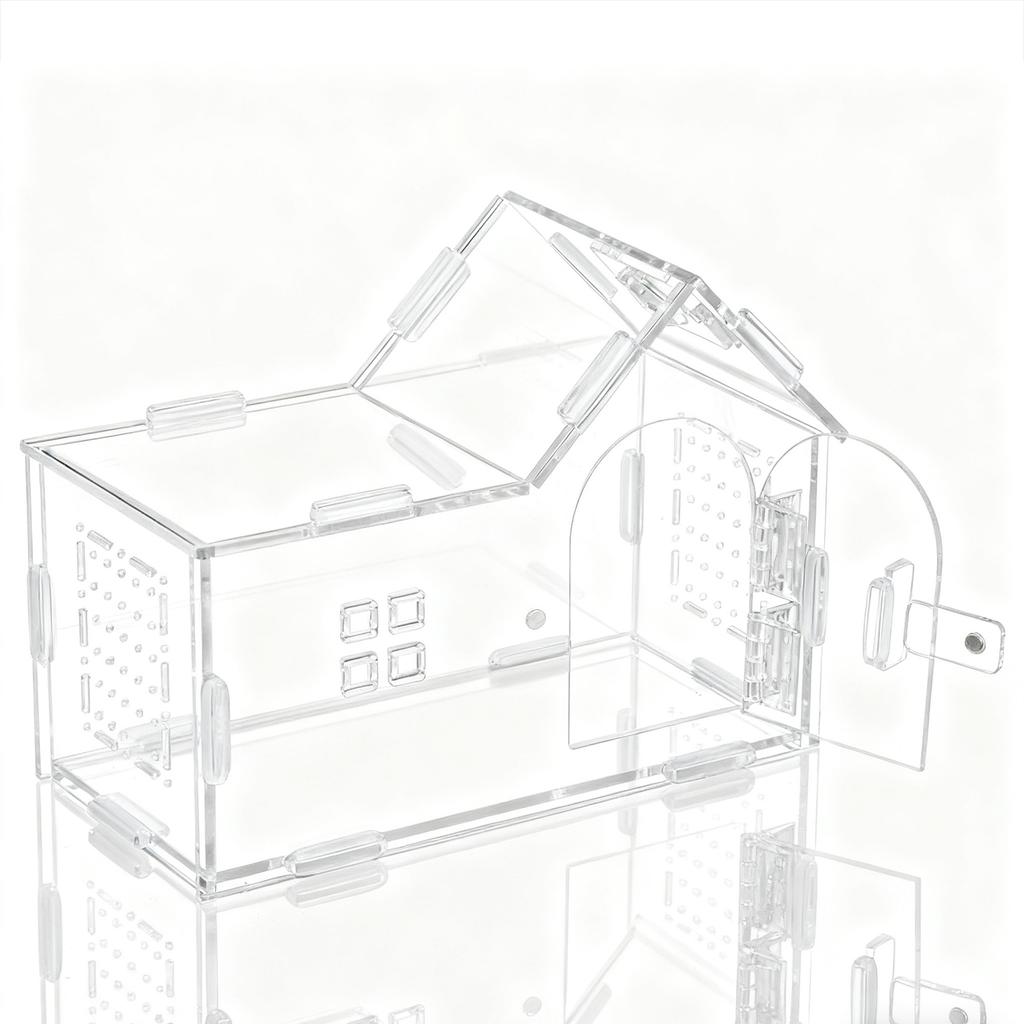 Reptile Feeding Box with Lids Animal Habitat Cage Mini Pet Breeding Container for Gecko Turtle Tarantula Pet Supplies