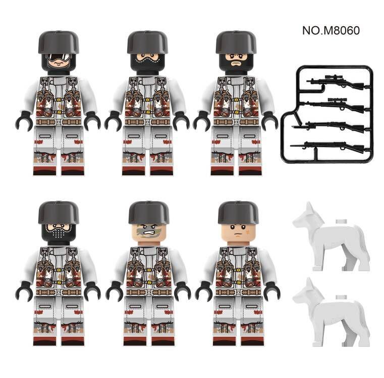 M8060 Snow Ghost Special Forces Military Soldiers Building Block Figure Toy Weapon Police Dog Bag