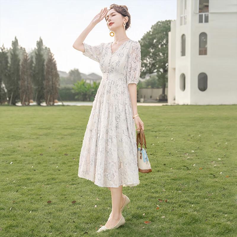 Women's V-Neck High-Waist Midi Dress