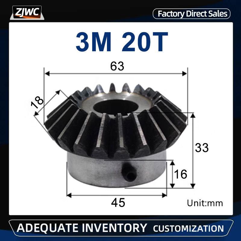 Bevel Gear 3M 20T With Keyway Bore 14 15 16 17 18 19 20 22 24 25 28mm 90 Degree Drive Commutation 45#SteelQuenching Process