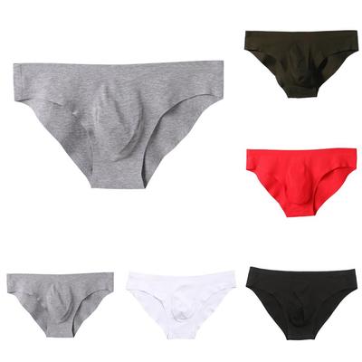 Men Solid Color U Convex Low Rise Briefs?Seamless Breathable Ice Silk Underwear