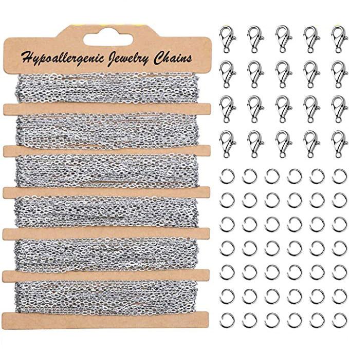 

3/9/18Фех из нержавеющей стали DIY Звено цепи ожерелья с застежками лобстера Прыгающие кольца для изготовления ювелирных изделий