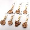 Woven Silicone Ball Bead American Flag Board Men's Keychain Wooden Letter Round Pendant Bag Accessories