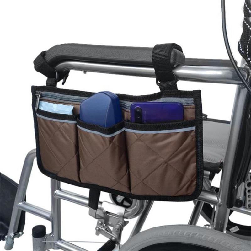Wheelchair Side Bag With Cup Holder Portable Armrest Storage Pouch For Walker Rollator And Electric Scooter Wheelchairs
