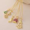 18k Gold Plated Christmas Tree & Snowman Pendant Necklace with Hat, Socks & Scepter - Fashionable Versatile Clavicle Chain.