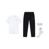 Li Ning Summer Versatile Breathable Short Sleeve Top Comfortable Casual Pants Sports Suit Men Suit White Black W871-2+W891-1