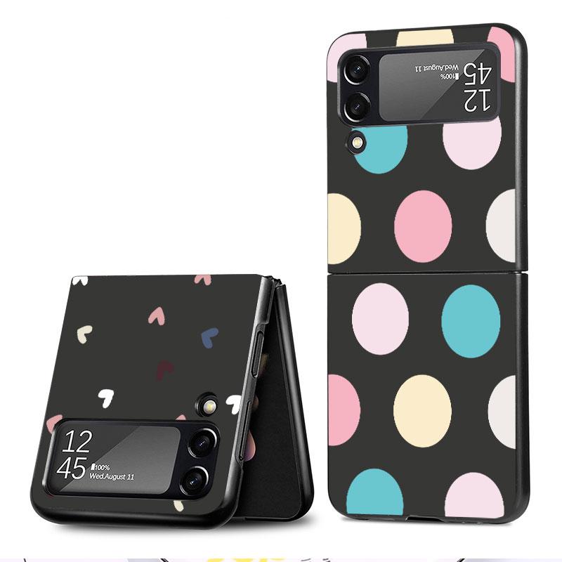 Flowers Case For Samsung Galaxy Z Flip 3 4 5G Black Hard PC Phone Housing Z Flip4 Luxury Coque Shell