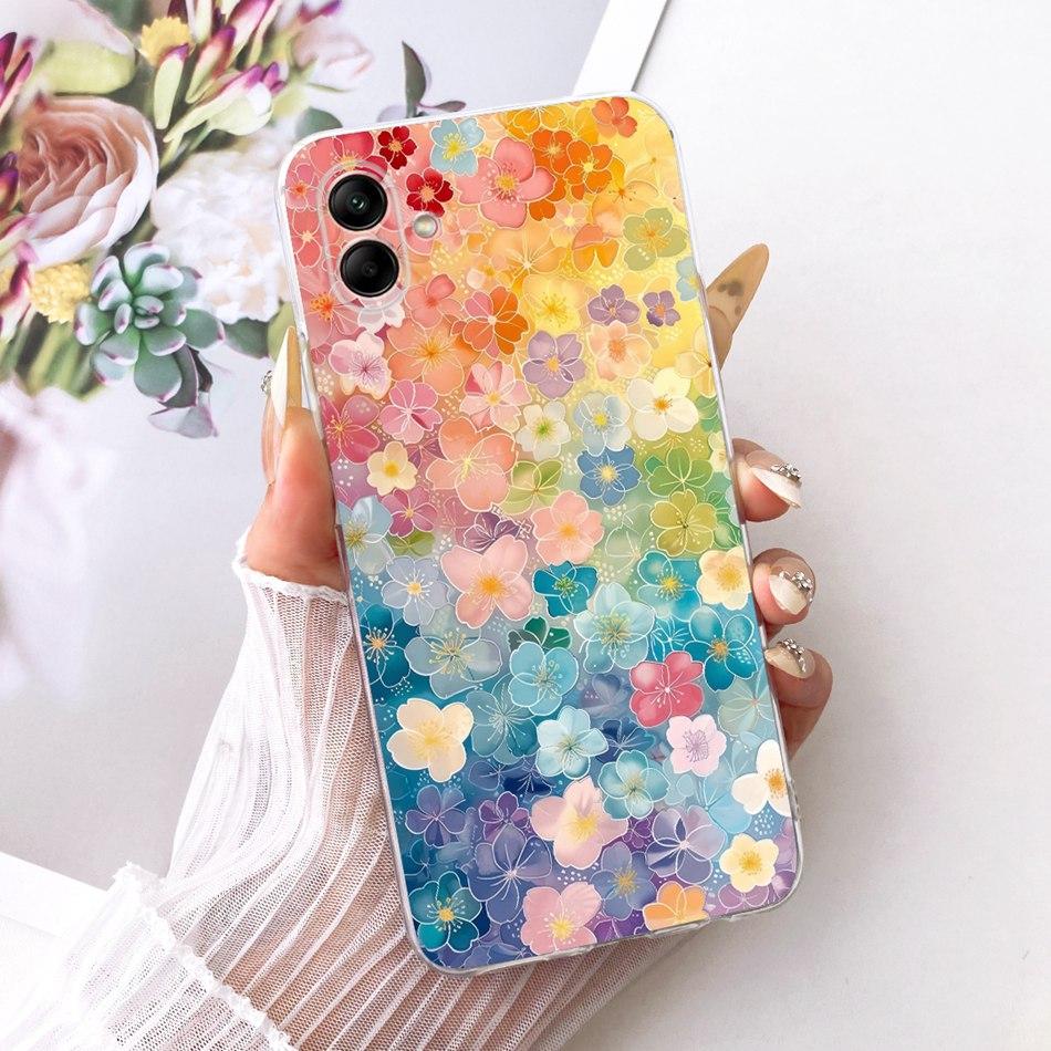 For Samsung Galaxy A04 A04e A042F A405F Cute Flower Butterfly Cat Painted Case For Samsung A04 04e Soft Silicone TPU Phone Cases