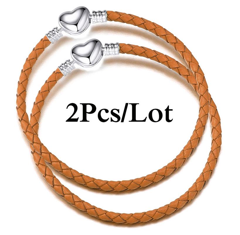 2 szt./partia Specjalna Oferta Skórzane Bransoletki Łańcuszkowe Pasują do Ręcznie Robionych Koralików Bransoletki z Charmsami Dla Par Pulsera Biżuteria Dla Kobiet Mężczyzn Hurtownia