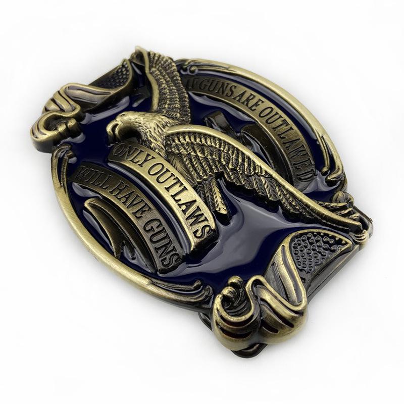 Fibbia Personalizzata in Pelle con Aquila - Design Uccello Western Cowboy
