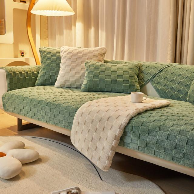 Winter Sofa Covers Towel Soft Plush Jacquard Housse Canape Dangle Couch Cover For Living Room Bay Window Pad L -Shaped Sofa Decor