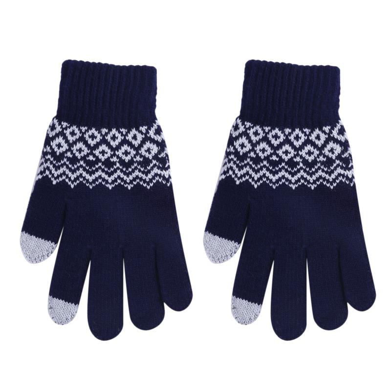 Women Men Fashion Winter Knitted Warm Driving Cycling Gloves Outdoor Thickened Touch Screen Gloves Jacquard Gloves for Cold Weather