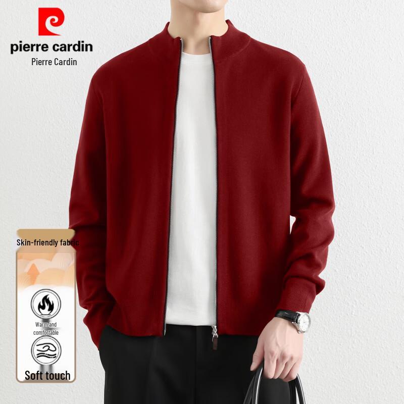 Pierre Cardin Men's Thickened Half-High Collar Knit Cardigan