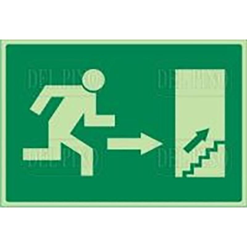 DUVER - SEÑAL 965 PLAST.297x210''S.EMERG.DCH''LUM. (PICTOGRAMA)SALIDA DCHA.ESCALERA.ARRIBA