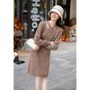 Women's Winter Waist-Cinching Knitted Sweater Dress with Belt