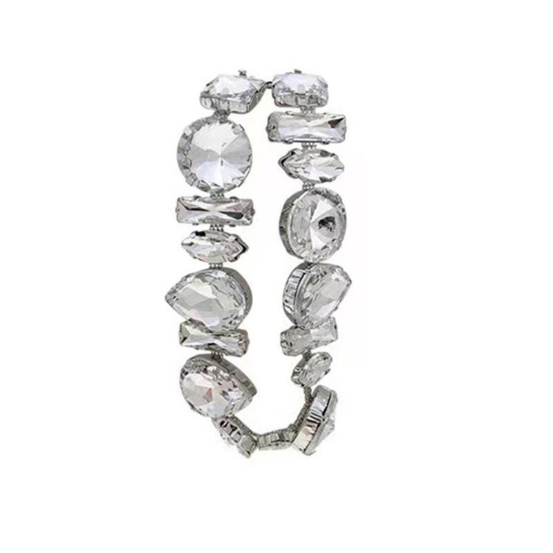 Strass-Halskette Kristall-Choker-Kette Böhmische Geometrische Schlüsselbeinkette Hochzeitsschmuck Braut-Halskette für Frauen Mädchen