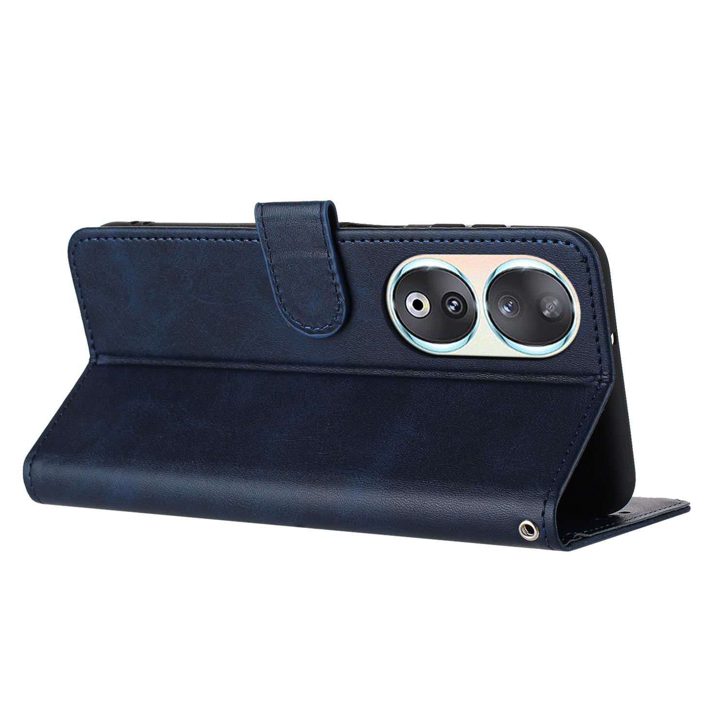 

Leather Phone Cases for Honor 90 Wholesale Wallet Stand Calf Texture Cover Sapphire
