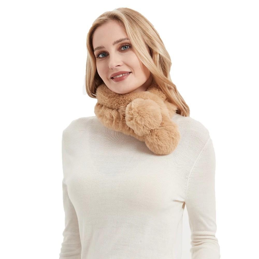 Faux Rabbit Fur Plush Neck Scarf Solid Color Neckerchief Wrap New Neck Warmer  Winter