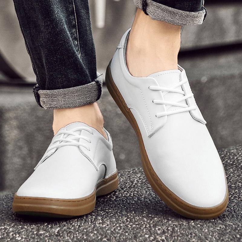 Fashion Spring New Men's Round Toe Breathable Outdoor Anti Slip Casual Board Shoes High Quality Men's Comfortable Lace Up White Shoes