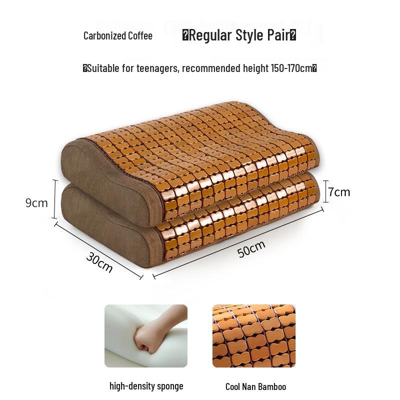 Free Shipping Summer Bamboo Cool Pillow - Neck Support for Men & Women, Hard Spine Protection, Single Person Sleep Mat