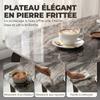 Dining Table for 4, Modern Kitchen Table with Sintered Stone Tabletop, Metal Legs, Brown