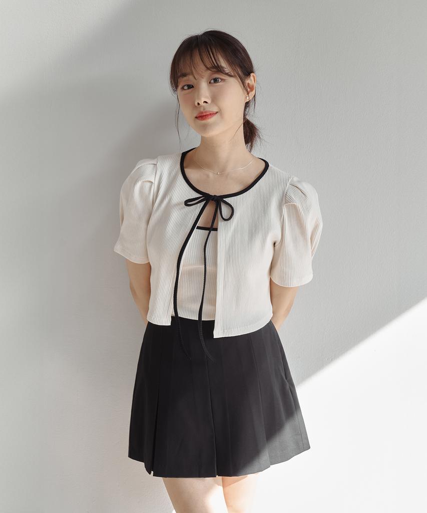 Bum Summer Pleated Mini Skirt Pants_Black