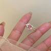 Fashionable Pink Heart Shaped Copper Ring With Adjustable Fit For Women In 2023