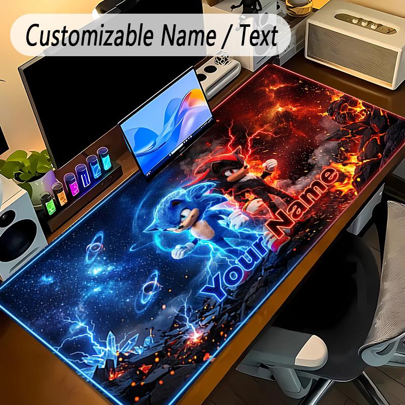 Large Mouse PadSonic Custom Name Text Personalized Desk Mat Non Slip Gaming Pad