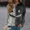 Women's Casual Long Sleeve Neck Halloween Print Sweatshirt Top