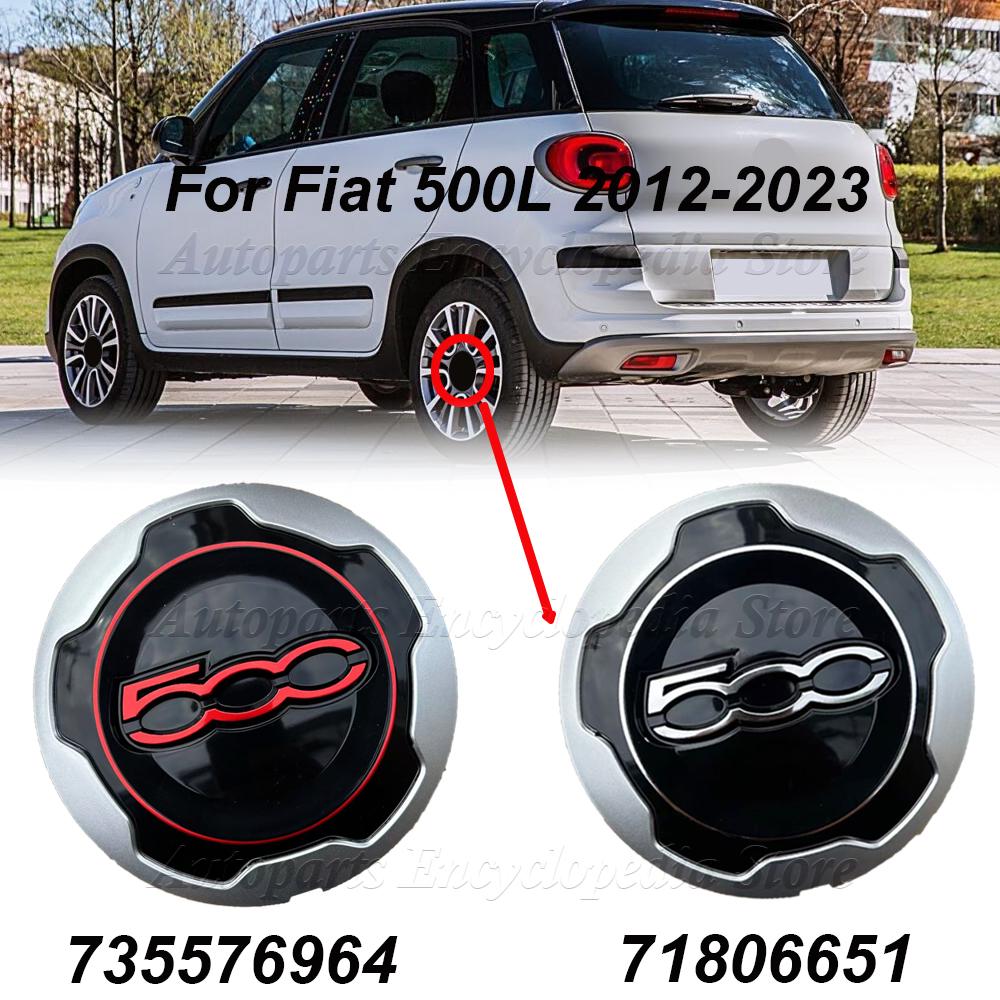 Neu für Fiat 500L 2012-2023 71806651 735574469 Radnabenkappe Silberne Kante Rote Schrift/Silberne Schrift 735576964