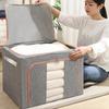 Stackable Storage Bag with Metal Frame Dustproof Storage Box 24L Capacity Quilt Blanket Closet Clothing Organizer for Home Room