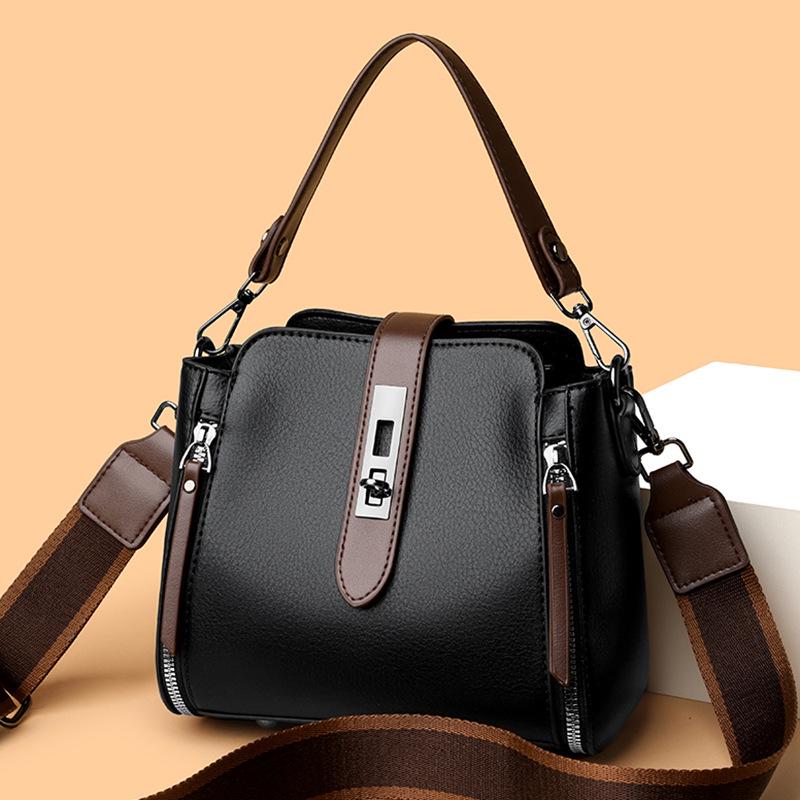 2025 Women's Fashion Bucket Bag: Soft Leather, Crossbody & Shoulder Strap