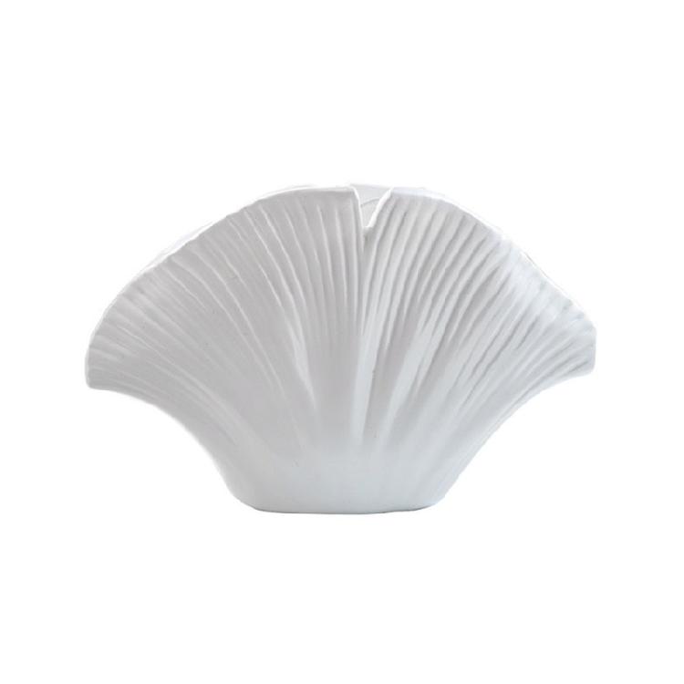 

Modern Resin Art Flower Vases Coastal Clam Shell Shape Decorative Vases for Aesthetic Living Room Centerpieces Decors белый