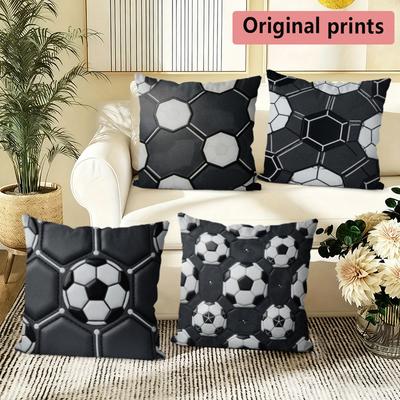 Soccer Themed Decorative Throw Pillow Covers Pattern Cushion Cover Suitable For Sofa Bedroom Car Pillow Cover