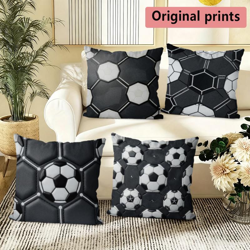 Soccer Themed Decorative Throw Pillow Covers Pattern Cushion Cover Suitable For Sofa Bedroom Car Pillow Cover