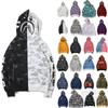 Japanese Style Shark Head Camouflage Zip Up Hoodie Full Zip Hooded Sweatshirt Casual Streetwear Fashion Outerwear for Men and Women