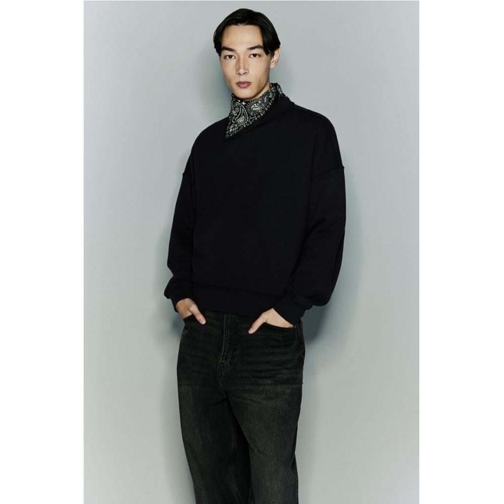 H M Cotton sweatsHirt Oversized Fit Black
