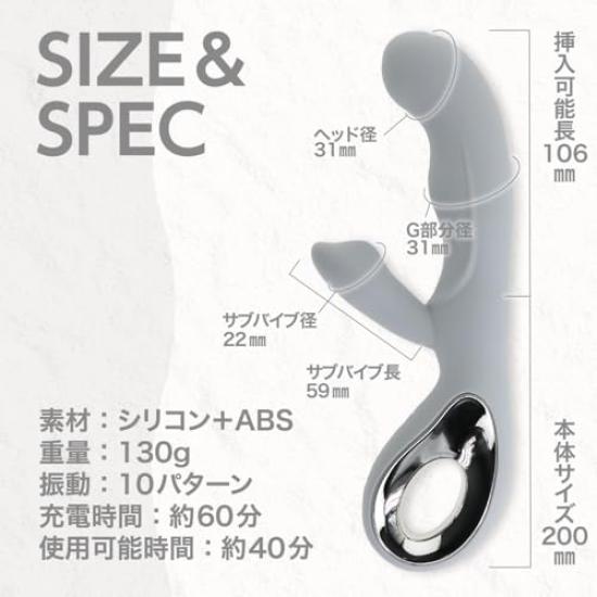 Uwasa Silicone Vibe Plus Soft, Light Gray, Soft Silicone Vibrator & Body Massager for Women, Waterproof, Bath Safe, Personal Massager