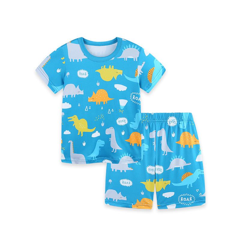 Summer Boys  Dinosaur Print Two-Piece Homewear Set - European & American Style 7 Years