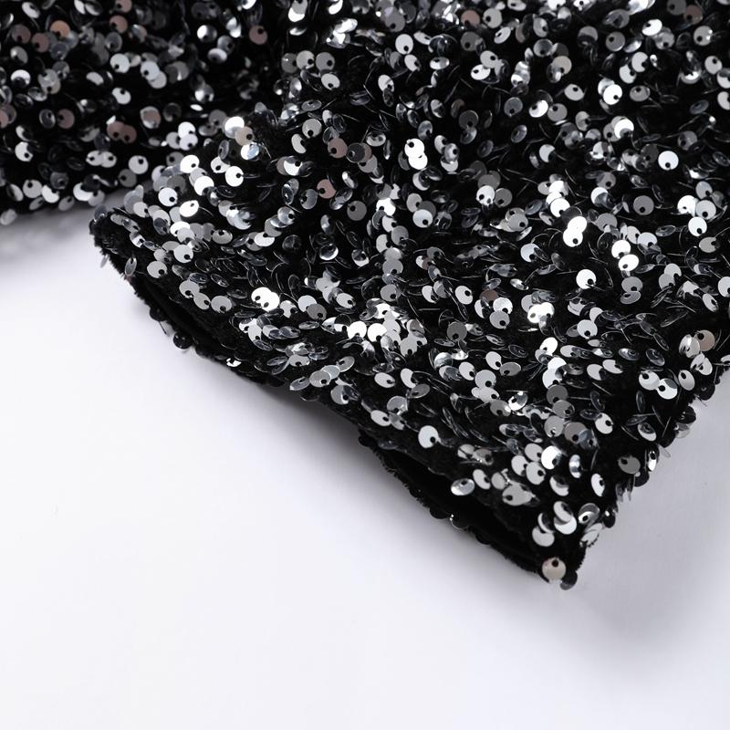 Bow Tie Lace Up Sequin Top Women's Short Sleeved V-neck Shirt Sweet Solid Color Blouses 2025 Spring and Summer Fashion