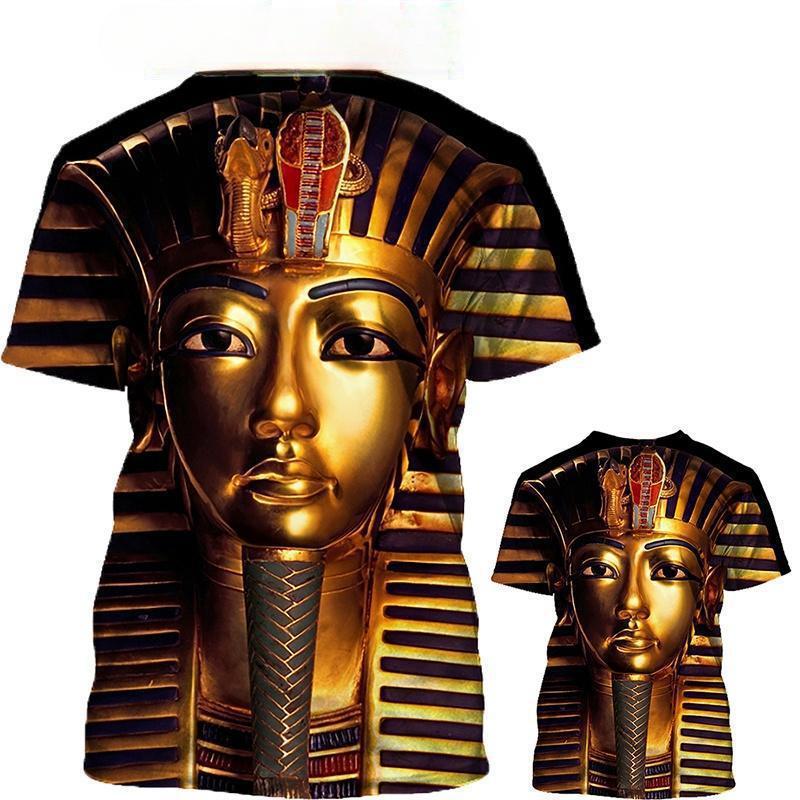 Ancient Egyptian Pharaoh 3D Digital Printed Pattern T-shirt Retro Style Men's Loose T-shirt