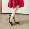 Damen Pumps Mode Klassische Lackleder High Heels Schuhe Nud Head Plateau Hochzeit Damen Kleiderschuhe Übergröße 34-42