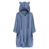 Women's Fashionable Solid Color Long Sleeved Pocket Long Loose Pullover Top