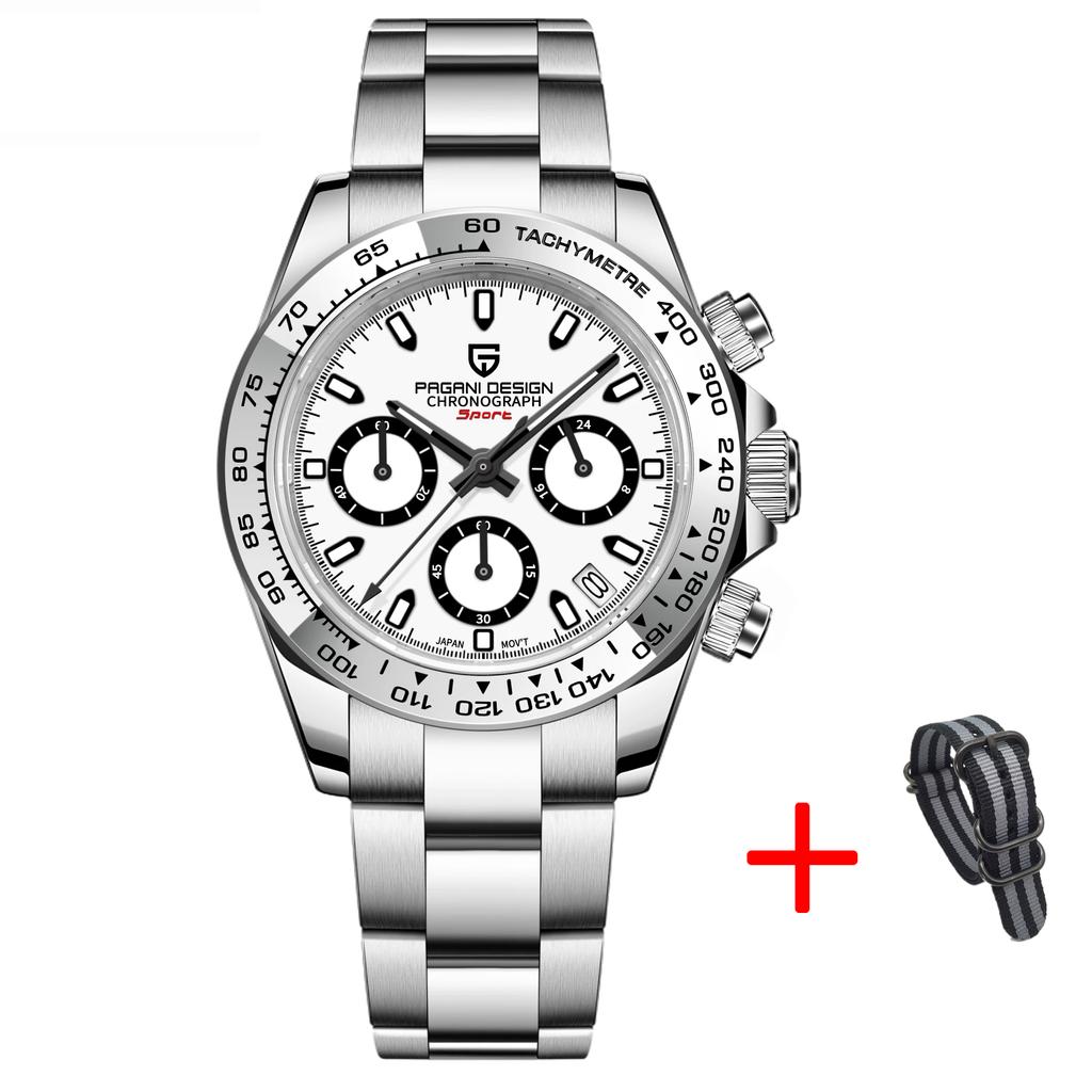 Pagani Design Nouveau Lunette en acier inoxydable hommes montres à Quartz de luxe verre saphir chronographe VK63 montre hommes