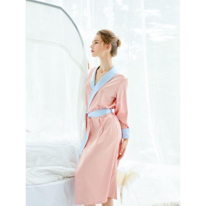 Silk Men's and Women's for Couple Long Pajamas Women's Spring & Fall Nightgown Bathrobe Ice Silk Wedding Bridal Gown Wedding Wedding