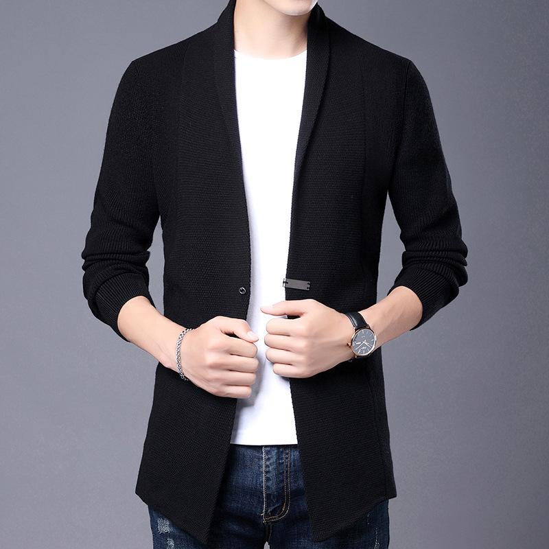 Men's Spring & Autumn Knit Cardigan Jacket - Single-Button Business Casual Top