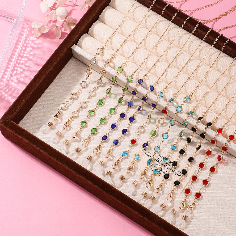 Colorful Crystal Eyeglass Chain – Non-slip Lanyard for Women, Fashionable European and American Style