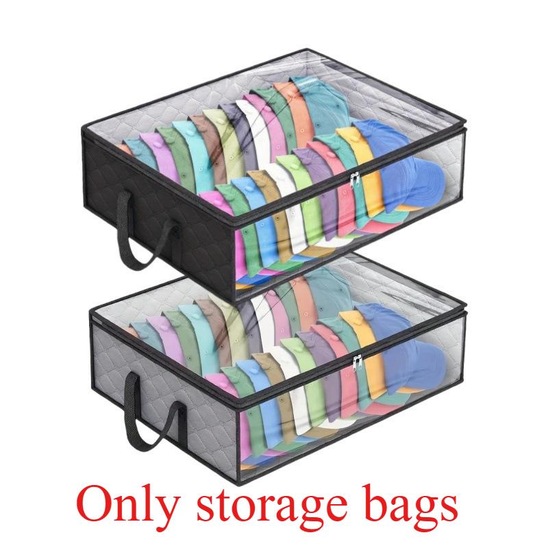 

2pcs/set Household Items Foldable Hat Storage Dust-proof Bag Non-woven Fabric Shoe Bag Moving Luggage Storage Bag High-capacity 50x41x16.5cm