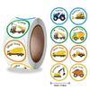 500pcs/roll Cartoon Construction Vehicle Stickers Kids Reward Sticker Toy Gift Phone Notebook Guitar Sealing Label Decals Decor